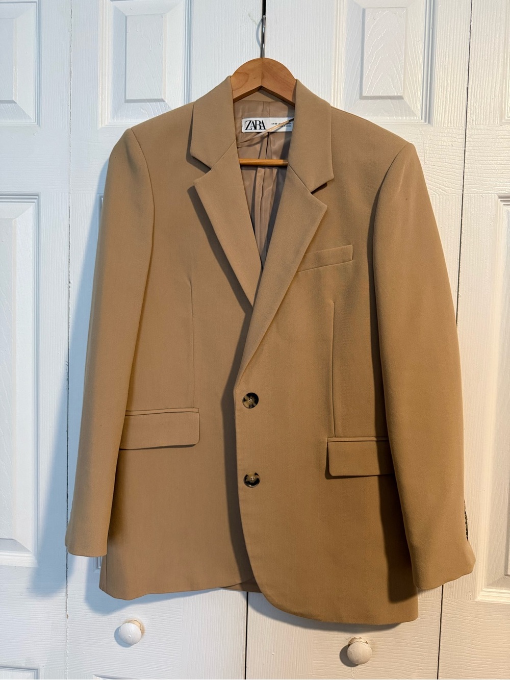 Zara Tan Single-Breasted Blazer